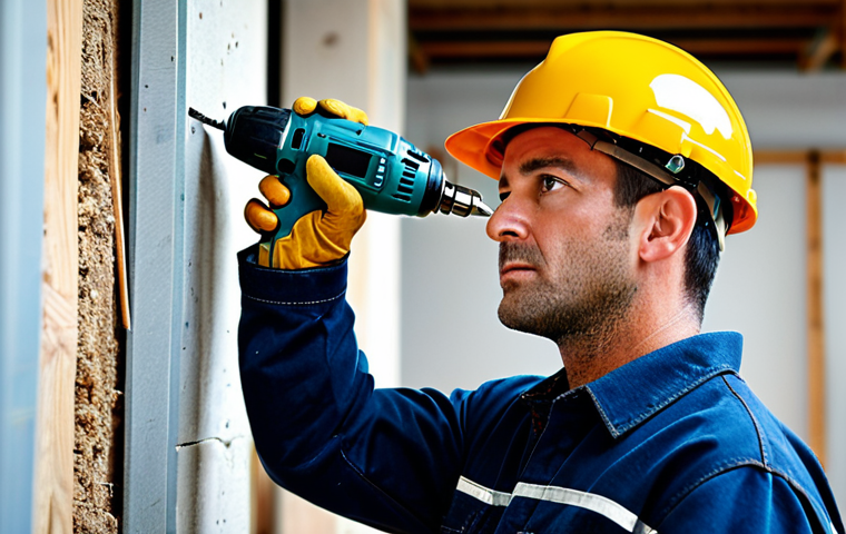 Cordless Drill in Action**

A professional construction worker fully clothed in appropriate attire, using a cordless drill with a smart battery in a well-lit construction site, safe for work, appropriate content, perfect anatomy, natural proportions, well-formed hands, proper finger count, professional photography, high quality, modest clothing. Focus on the tool and the worker's focused expression.

**