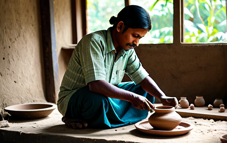 전동 공구 배터리 종류 및 차이 - **A skilled artisan in Bangladesh, fully clothed in traditional attire, working diligently on crafti...