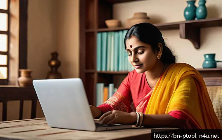 전동 공구 온라인 쇼핑몰 비교 - A detailed scene of a Bengali online shopper at home, comparing power tool prices and offers on mult...