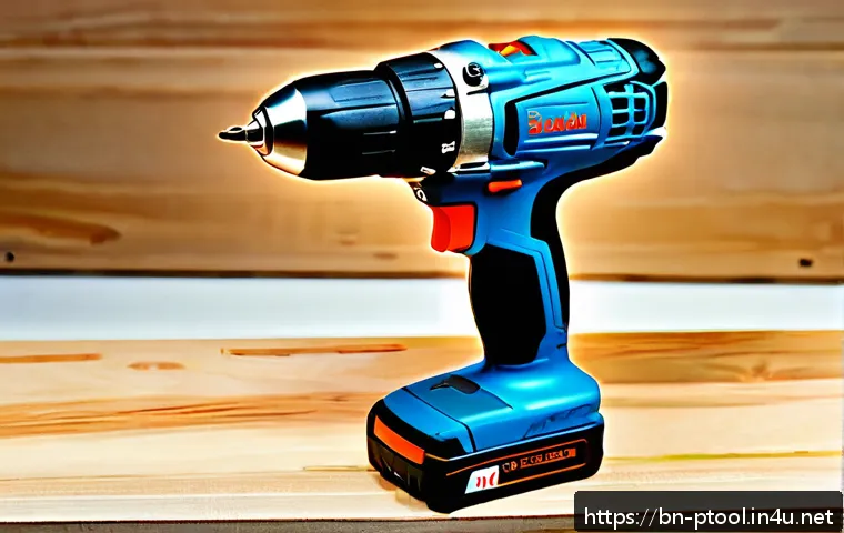 전동 공구 할인 정보 - A detailed close-up of a modern cordless power drill branded "Karun KD-720" placed on a wooden workb...